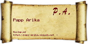 Papp Arika névjegykártya